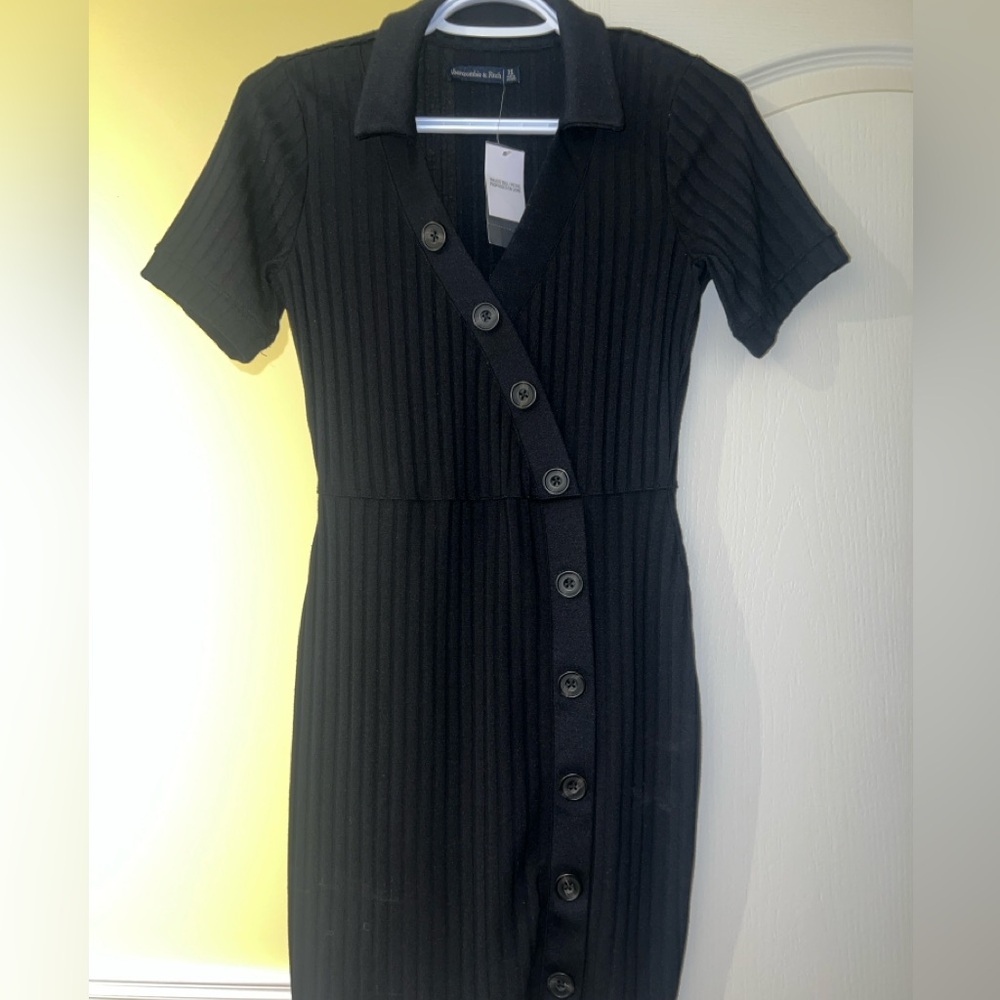 Abercrombie & Fitch Black Ribbed Mini Dress